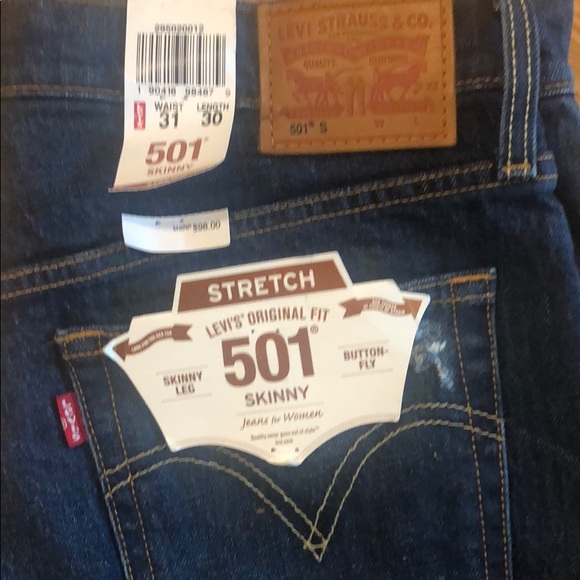 COPY - Levi’s 501 Skinny Button Fly Distressed NWT - Picture 3 of 6